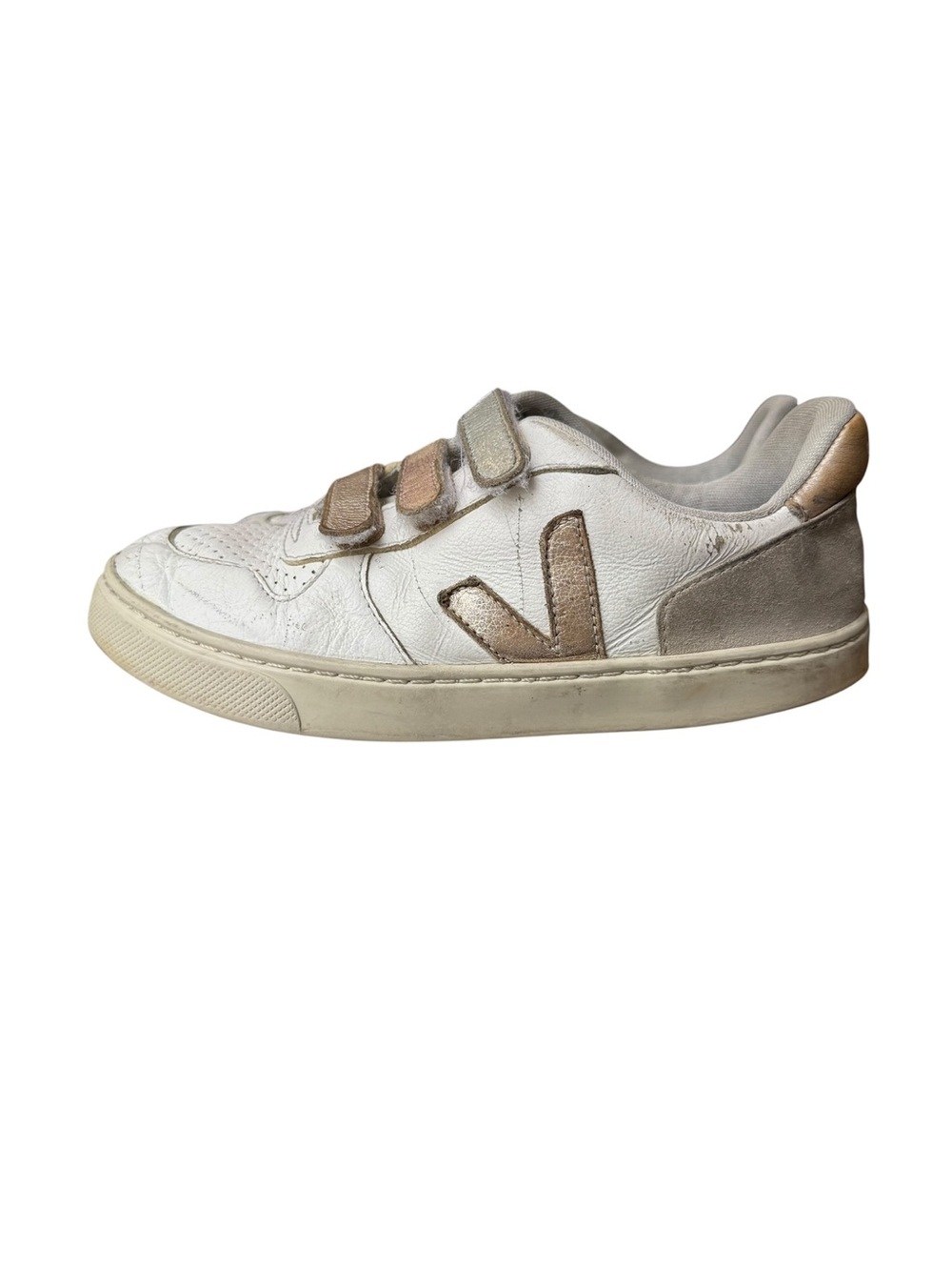 Veja Kids' Small V-10 Chromefree Metallic Leather Sneakers Big Girls Size 35 / 4